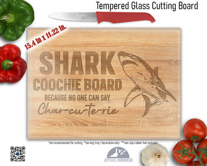 Shark Coochie Board (Carcuterie) Sublimated Glass Board | Personalized Name Serving Tray & Trivet | 12x15 Kitchen Decor Gift (FREE SHIPPING)