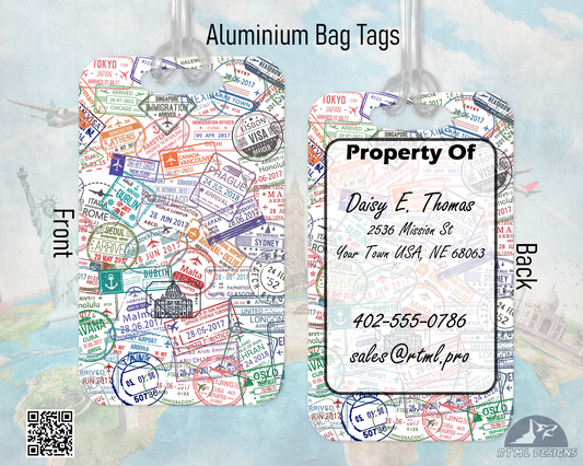 Stamps of the World - Metal Luggage Tags