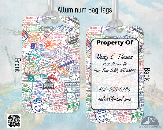 Stamps of the World - Metal Luggage Tags