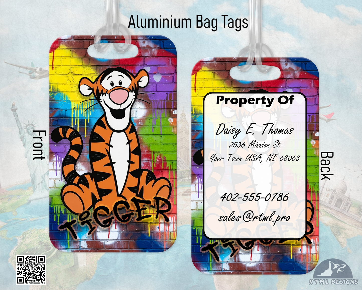 Tigger (Graffiti Style) - Metal Luggage Tags
