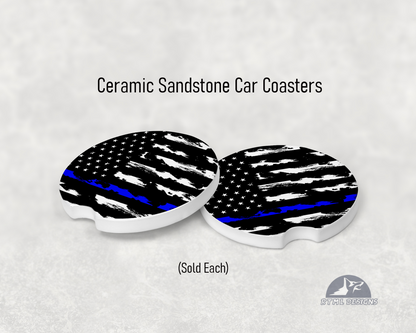 Line - Blue - Ceramic Car Coaster