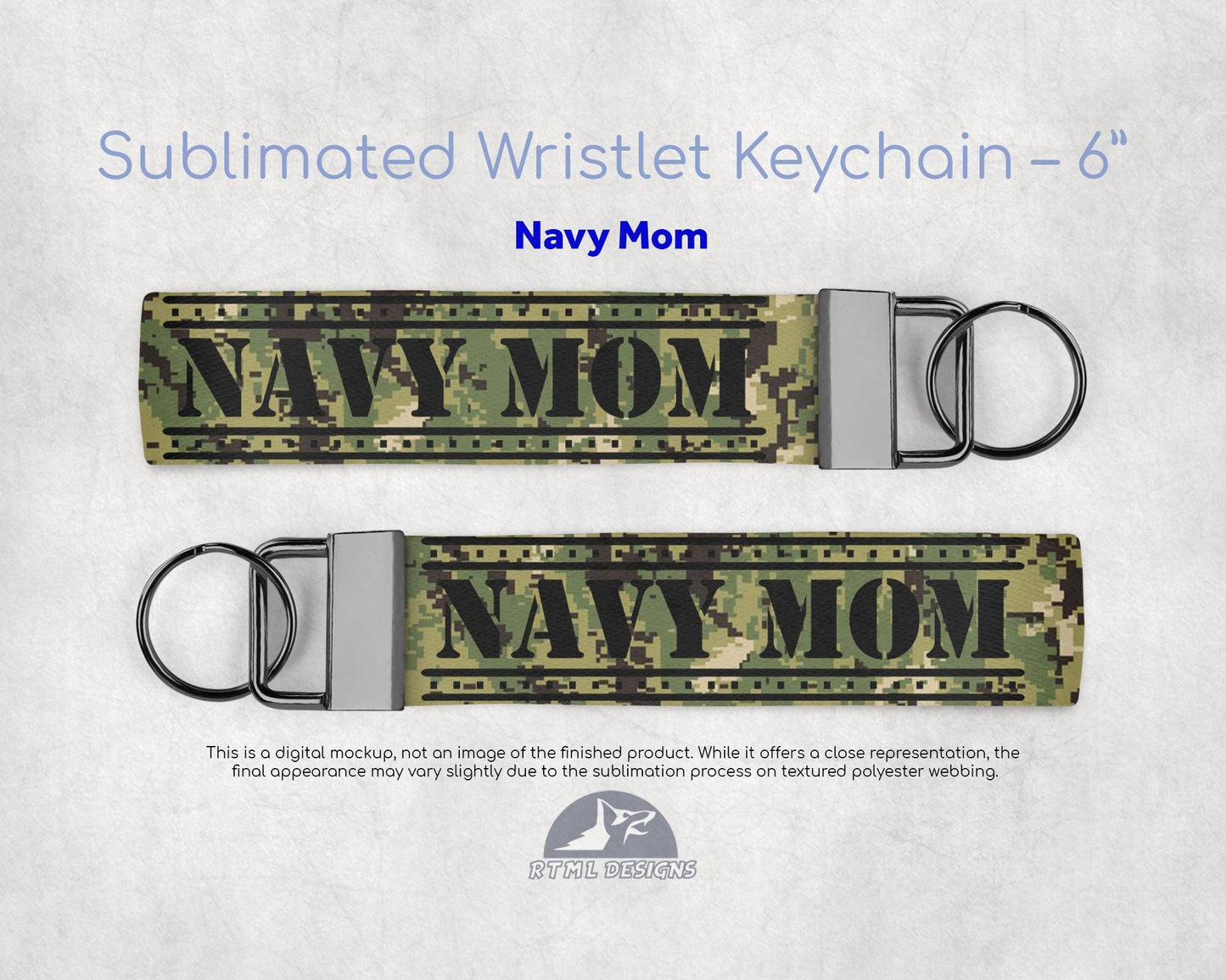 Navy Mom - Key Fob 6" Wristlet Keychain