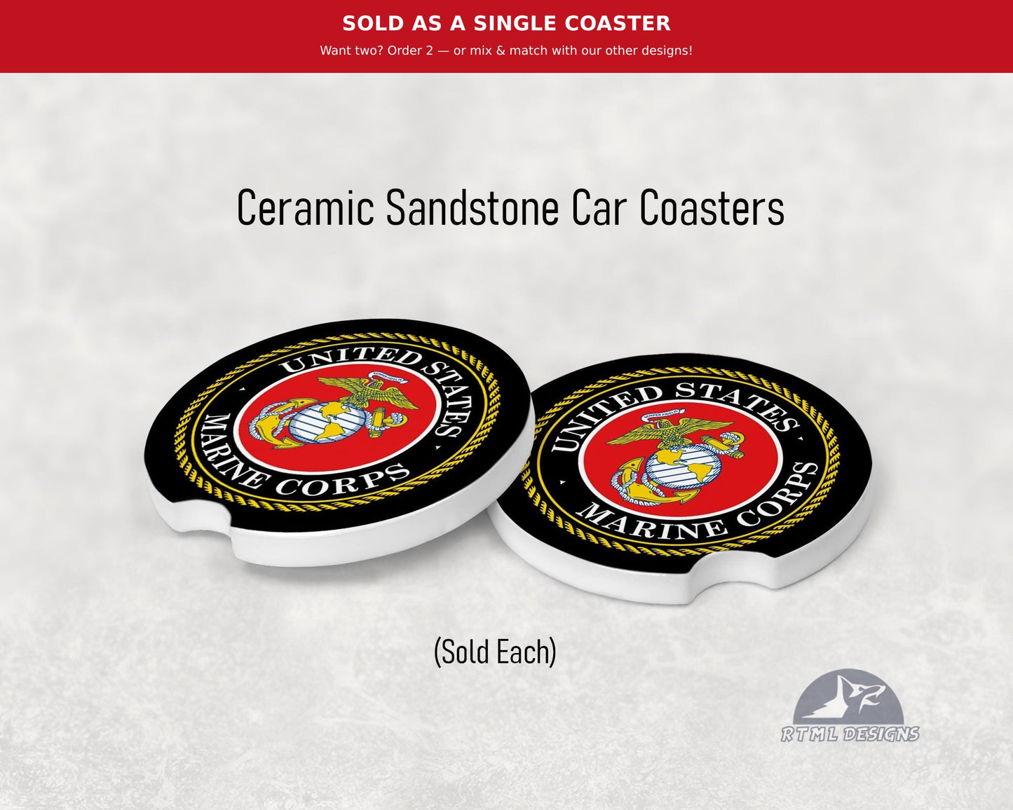 Military - MARINE CORPS - Ceramic Car Coaster