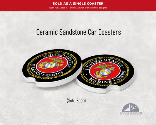 Military - MARINE CORPS - Ceramic Car Coaster