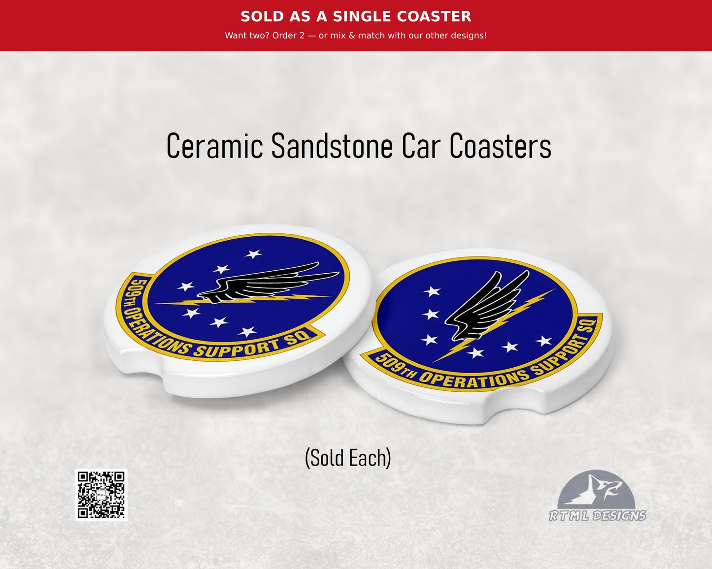 Air Force 509th Operations Support Squadron (M.O.) - Ceramic Car Coaster (Single Pack)