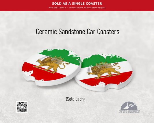 Sun & Lion Coaster | Persian Shir o Khorshid - Ceramic Car Coaster