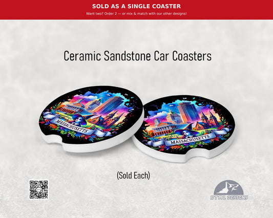 States: Massachusetts - Ceramic Car Coaster