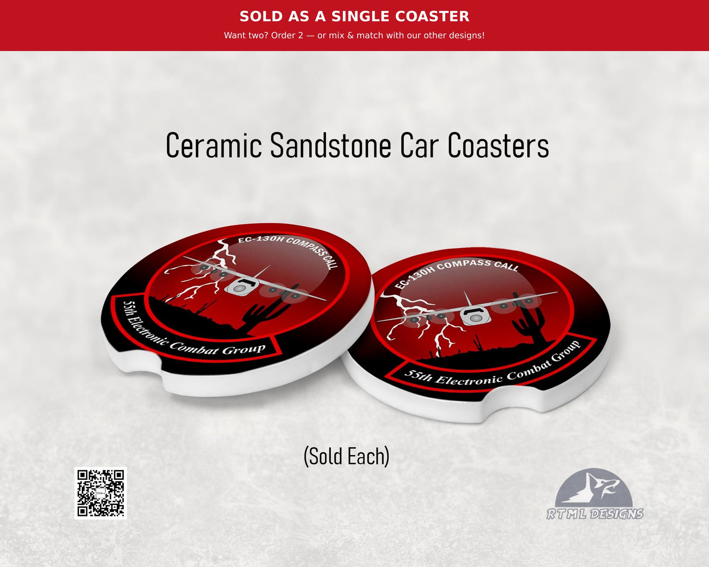 Air Force 55th Electronic Combat Group (N.E.) - Ceramic Car Coaster (Single Pack)