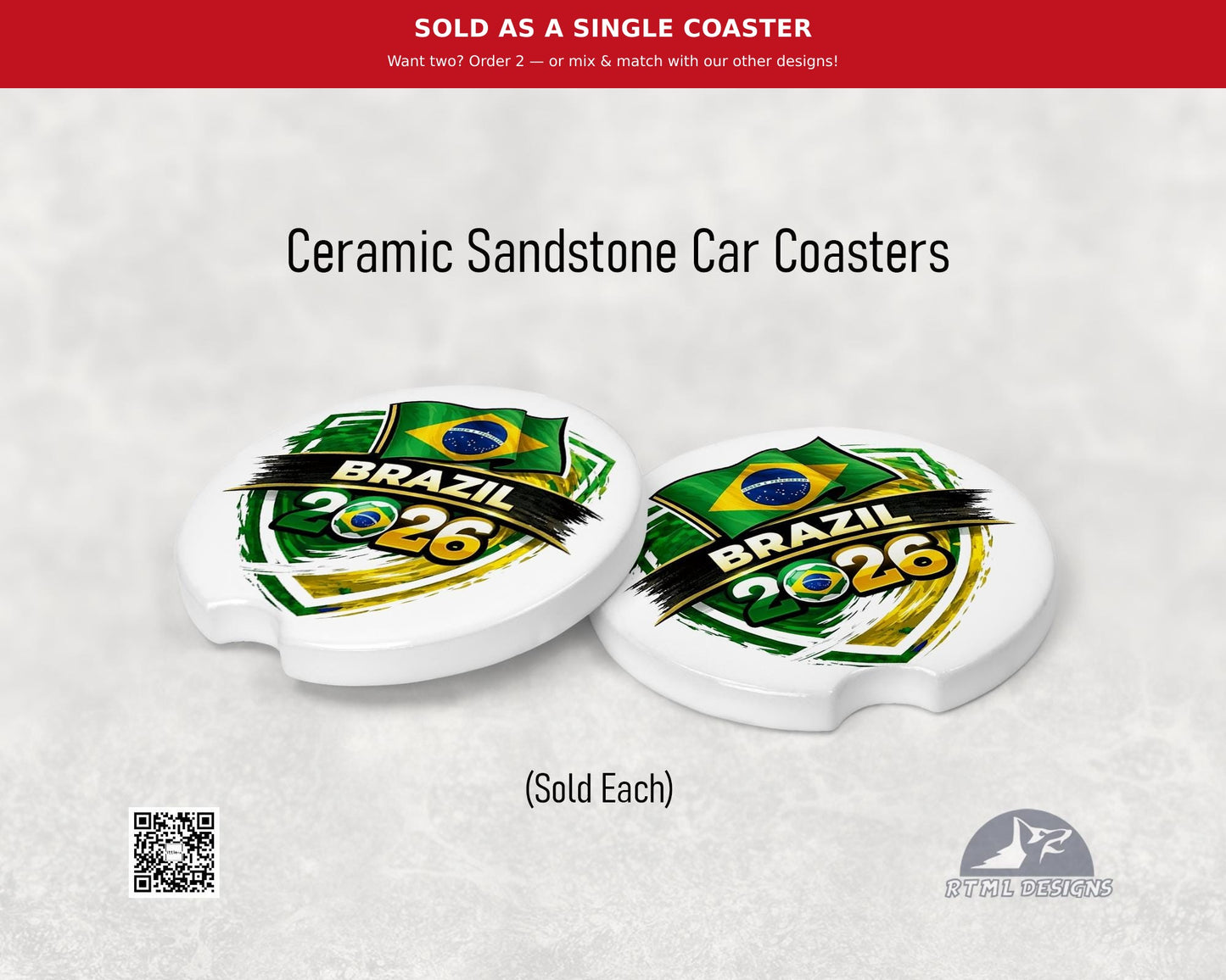 Brazil| World Cup 2026 - Ceramic Car Coaster