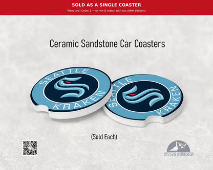 Seattle Kraken - Ceramic Car Coaster  (Single Pack)