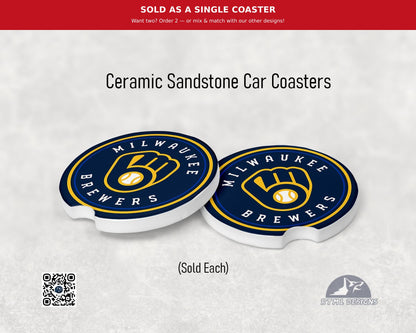 MLB -Milwaukee Brewers  - Ceramic Car Coaster (Single Pack)