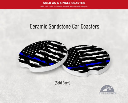 Line - Blue - Ceramic Car Coaster