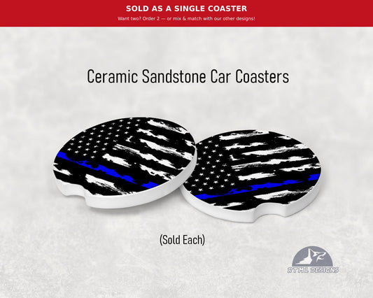 Line - Blue - Ceramic Car Coaster