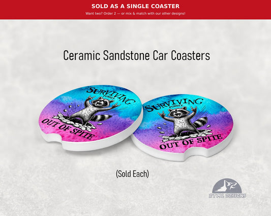 Surviving in Spite - Ceramic Car Coaster