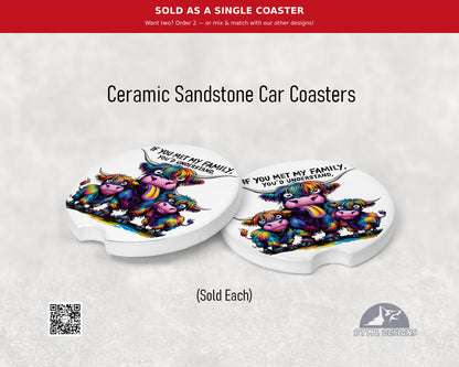 Cow - Family - Ceramic Car Coaster