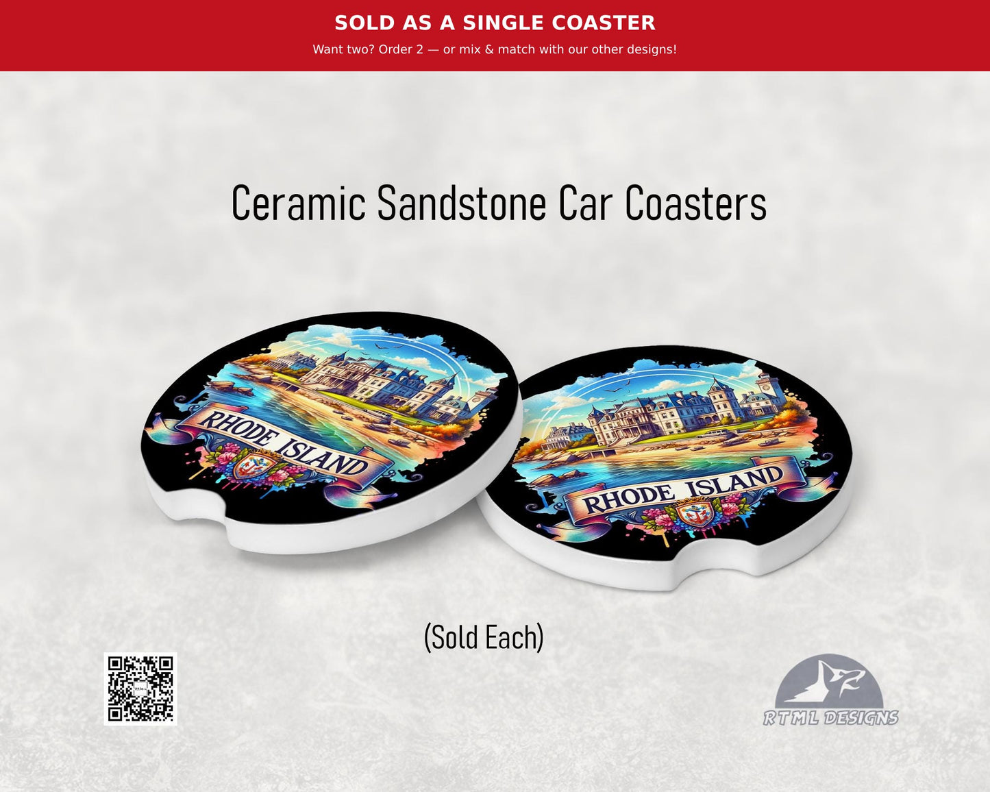 States: Rhode Island - Ceramic Car Coaster