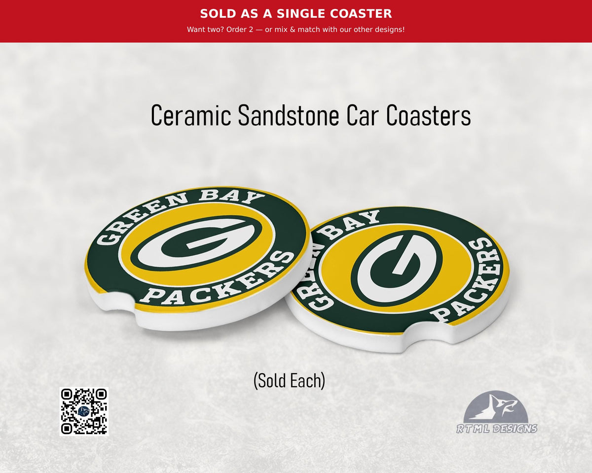 Green Bay Packers  - Ceramic Car Coaster (Single Pack)
