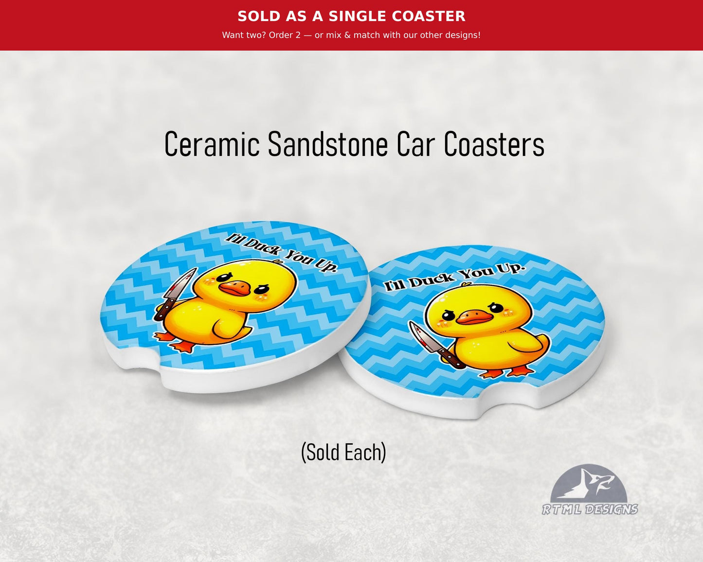 Duck You Up - Ceramic Car Coaster