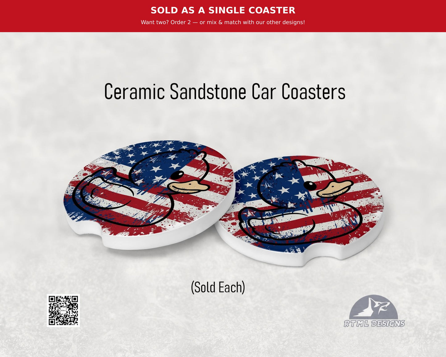 Patriotic Duck - Ceramic Car Coaster (Single Pack)