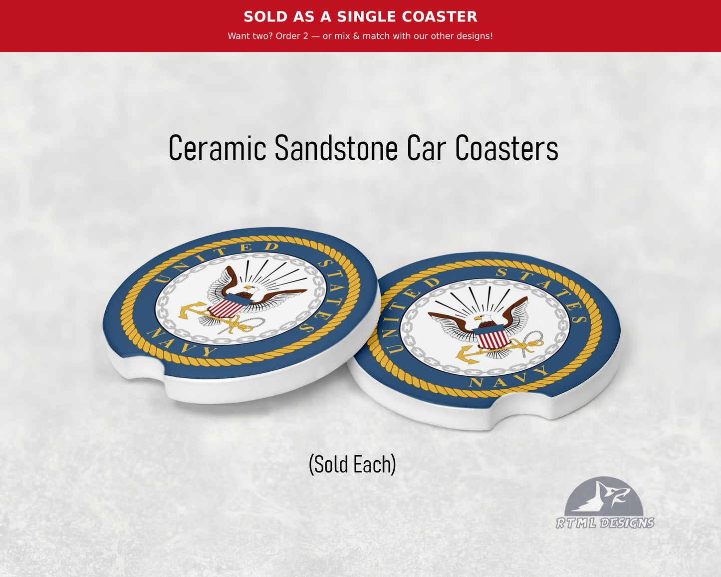 Military - NAVY - Ceramic Car Coaster