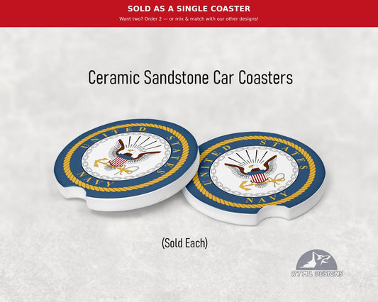 Military - NAVY - Ceramic Car Coaster
