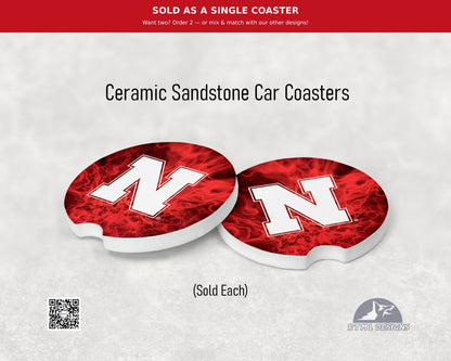 Nebraska - Ceramic Car Coaster | Officially Licensed Collegiate Product | University of Nebraska