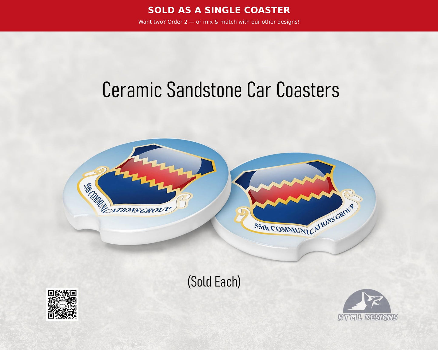 Air Force 55th Communications Group (N.E.) - Ceramic Car Coaster (Single Pack)
