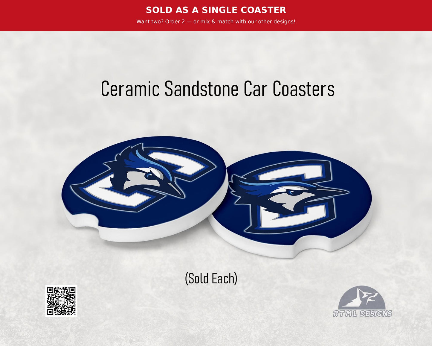 Creighton #1 - Ceramic Car Coaster | Officially Licensed Collegiate Product | Creighton University (Single Pack)