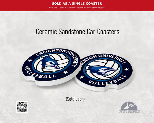Creighton Volleyball - Ceramic Car Coaster | Officially Licensed Collegiate Product | Creighton University (Single Pack)