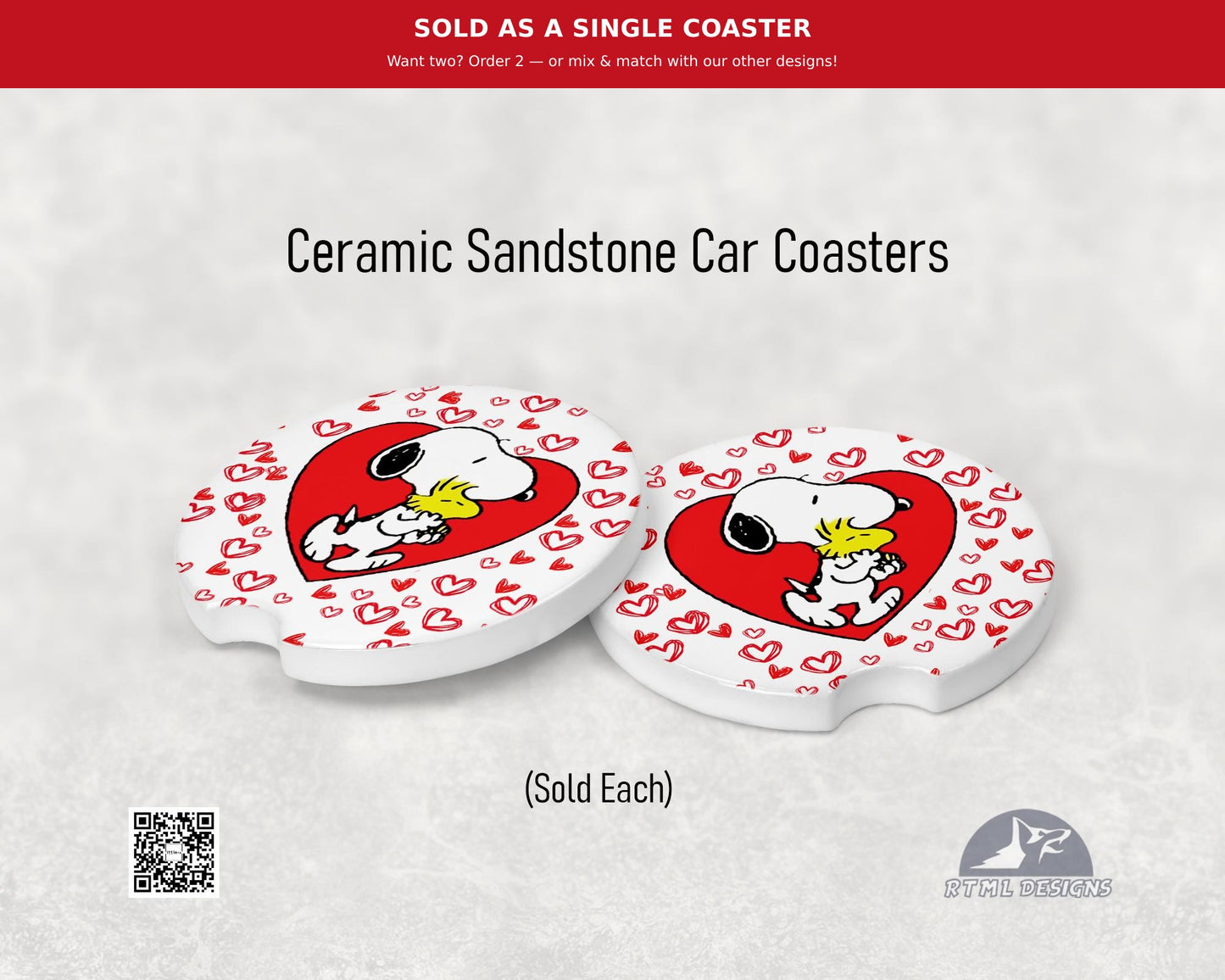 Snoopy Love - Ceramic Car Coaster