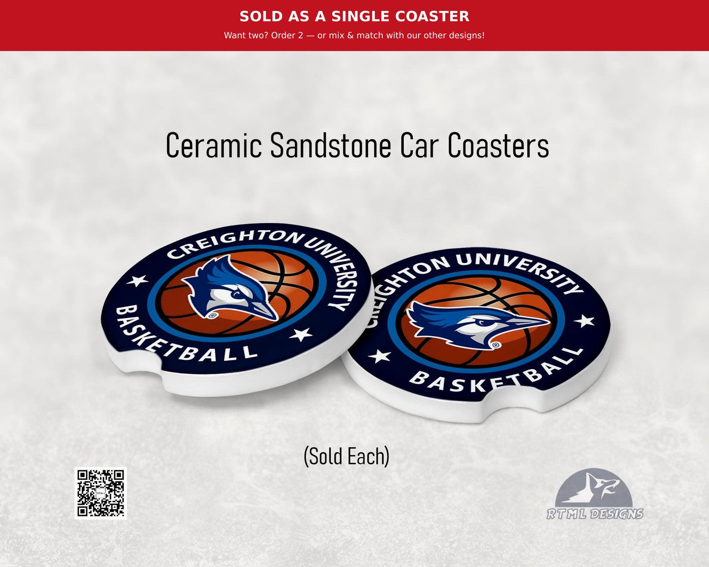 Creighton Basketball - Ceramic Car Coaster | Officially Licensed Collegiate Product | Creighton University (Single Pack)