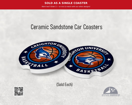 Creighton Basketball - Ceramic Car Coaster | Officially Licensed Collegiate Product | Creighton University (Single Pack)