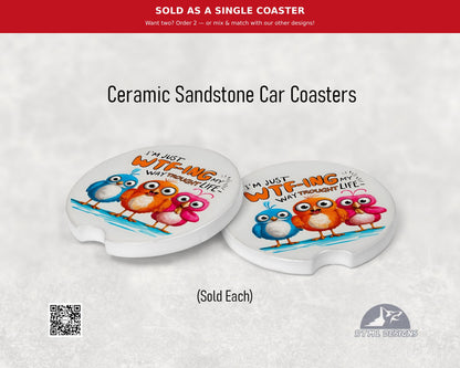 Birds WTF - Ceramic Car Coaster