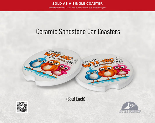 Birds WTF - Ceramic Car Coaster