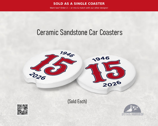 MLB - Red Sox 15-Game Win Streak (1946 & 2026) White - Ceramic Car Coaster (Single Pack)
