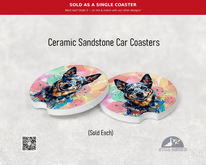 Dogs - Australian Cattle Dog / Blue Healer - Ceramic Car Coaster (Single Pack)