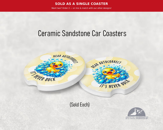 Duck Autocorrect - Ceramic Car Coaster
