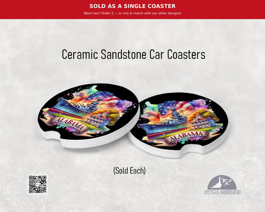 States: Alabama - Ceramic Car Coaster