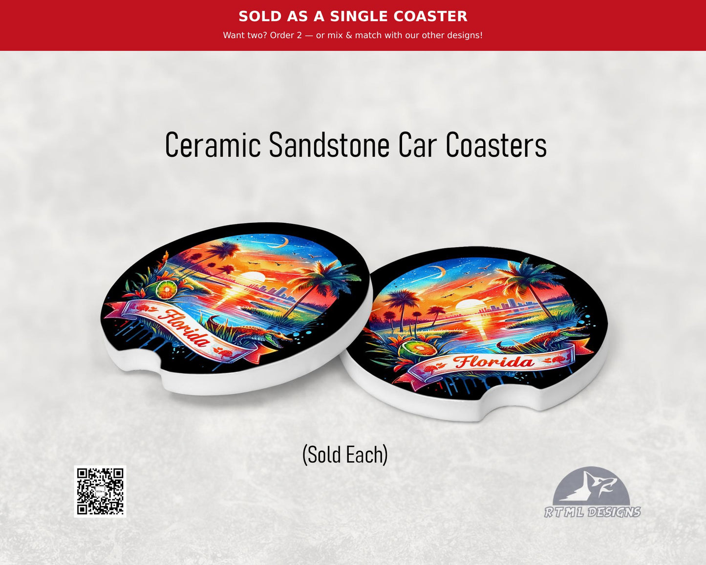 States: Florida - Ceramic Car Coaster