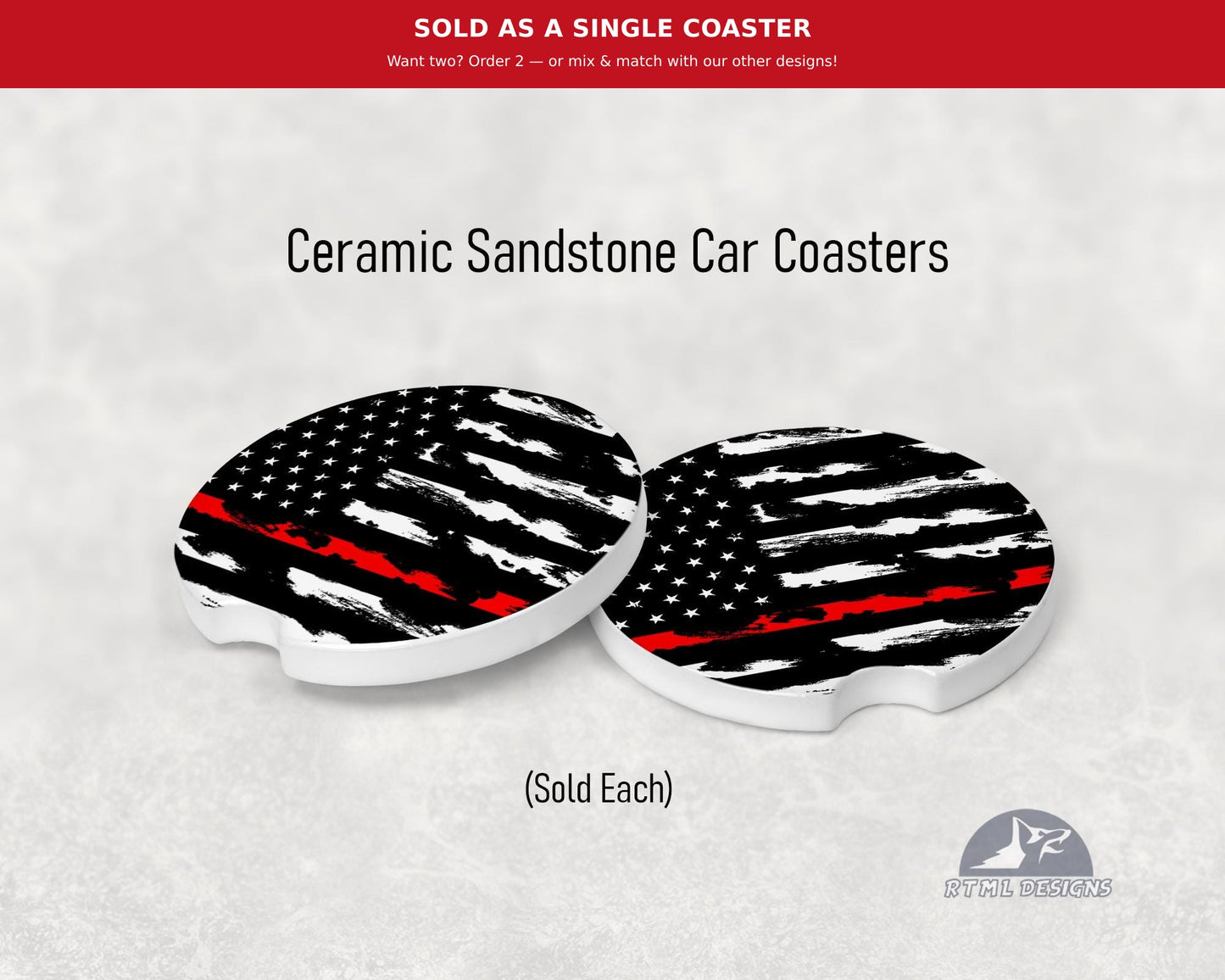 Line - Red - Ceramic Car Coaster