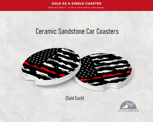 Line - Red - Ceramic Car Coaster