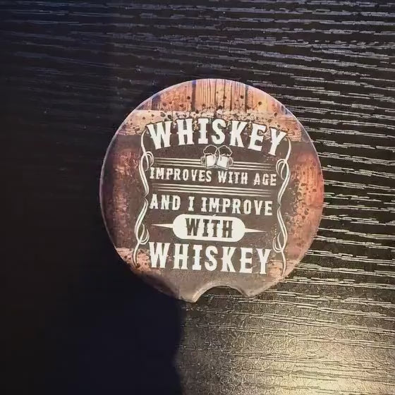 Whiskey Improves Everything - Ceramic Car Coaster