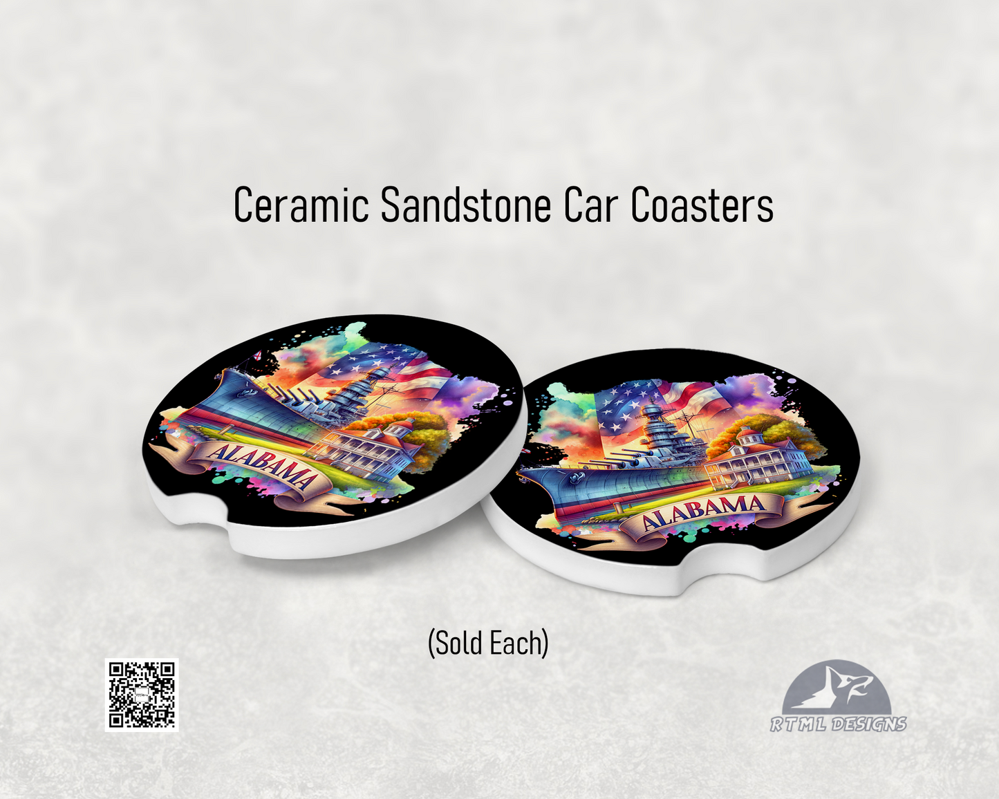 States: Alabama - Ceramic Car Coaster