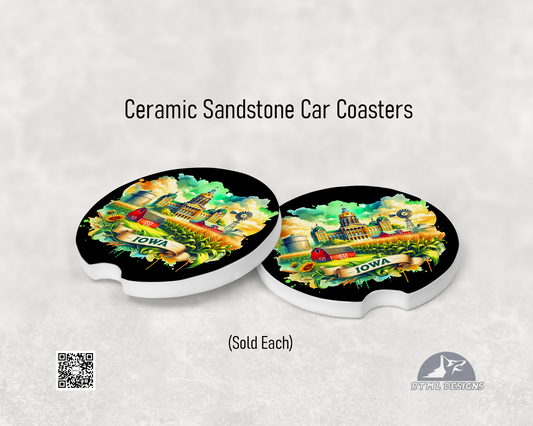 States: Iowa - Ceramic Car Coaster