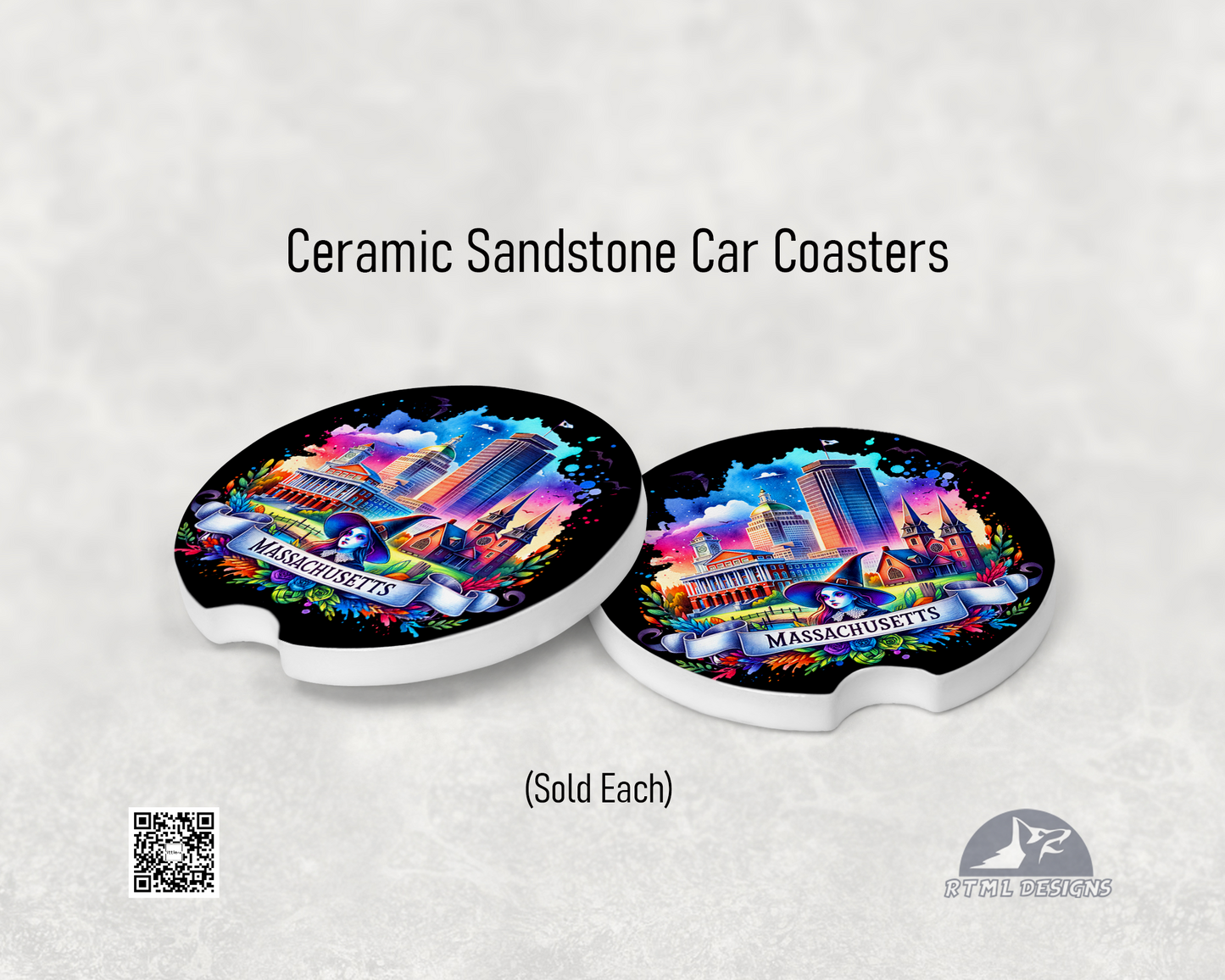 States: Massachusetts - Ceramic Car Coaster
